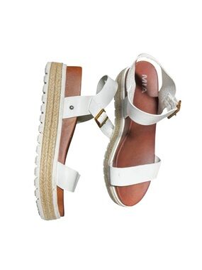 MIA Kiera White Espadrille Platform Sandal Tortoise Buckle Size 10